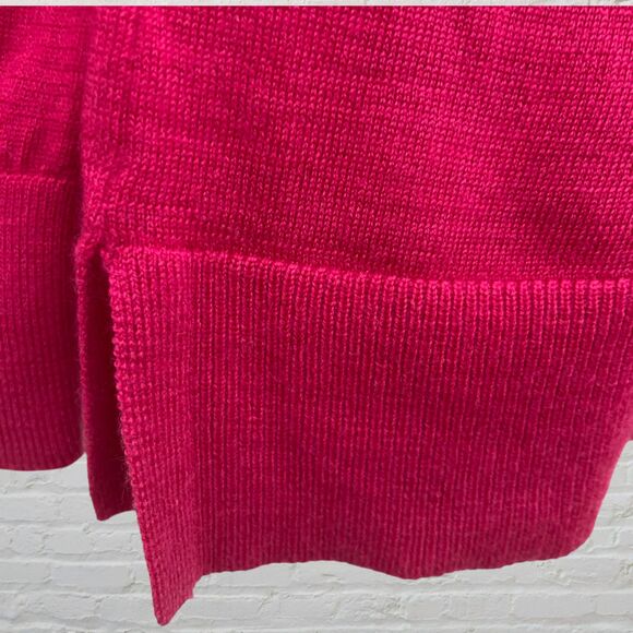 Banana Republic Sweater L 100% Merino Wool V-Neck Long Sleeve Pink Magenta - Picture 12 of 14